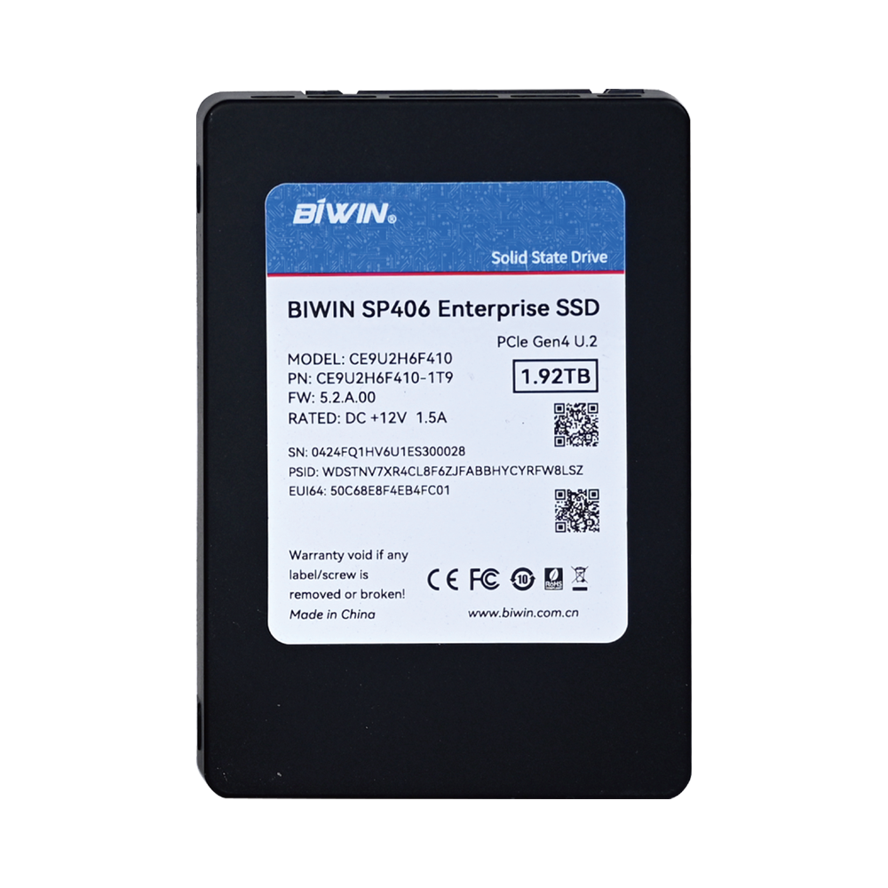 2.5”U.2 PCIe 4.0 SSD（SP406）